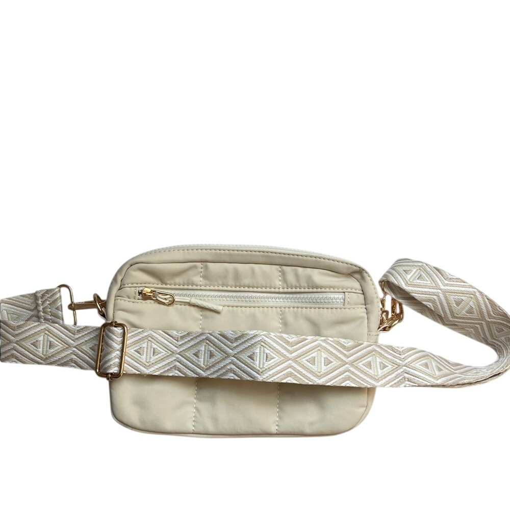 Women's Cream Nylon Crossbody Belt Bag NWOT - Picture 2 of 4